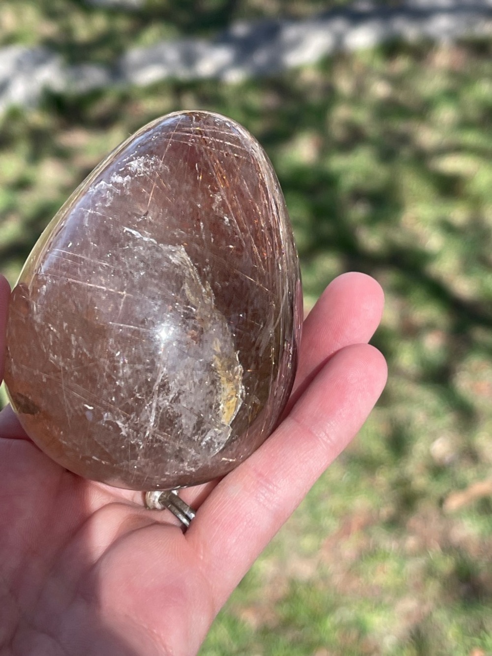 Transparent Copper Rutilated Quartz Polished Stone - Picture 2 of 9